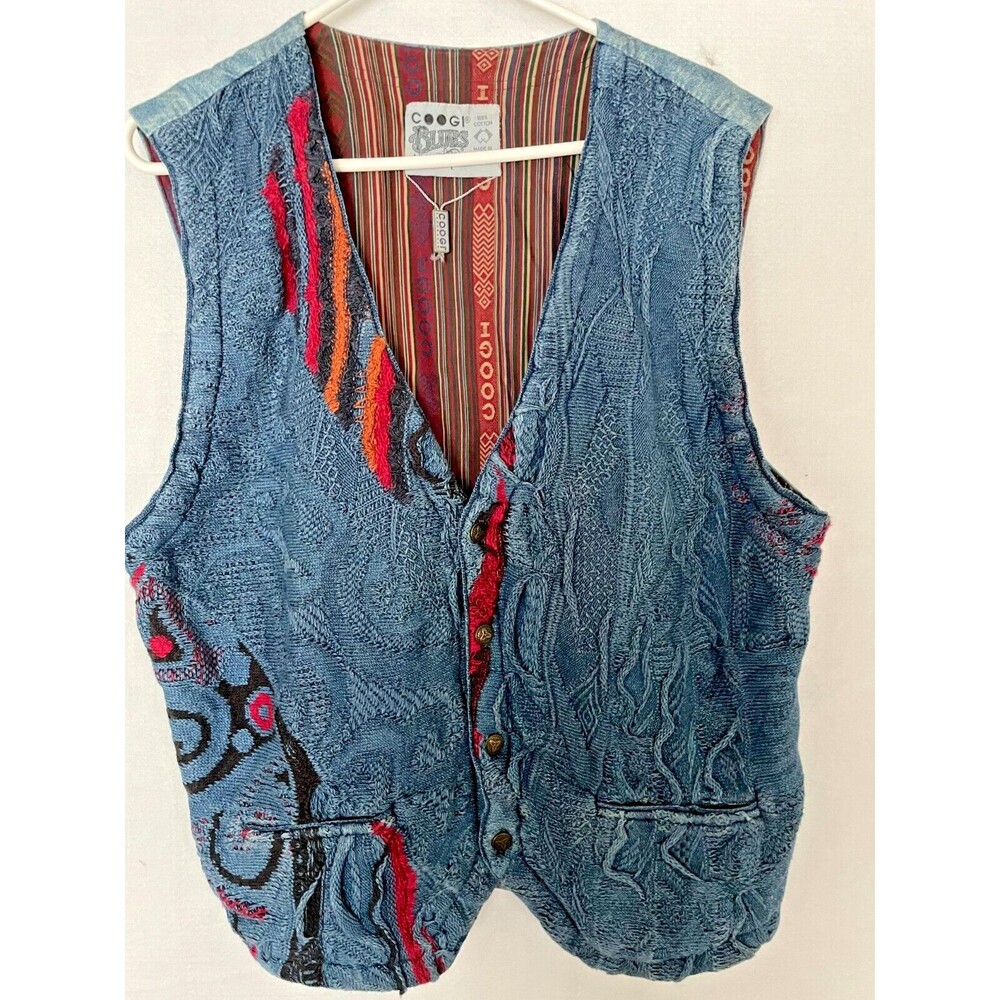 COOGI Blues Australia Authentic Knit Sweater Vest Blue Men's L Heavyweight NWT
